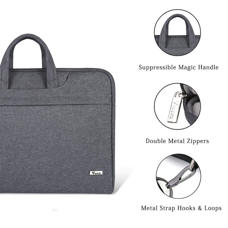 Voova Laptop Bag 15.6 Inch, Waterproof Computer Sleeve Carrying Case with Shoulder Straps & Handle Compatible with Macbook Air 15 M2/M3/M4, MacBook Pro 15/16, 15-16 Inch Hp Dell Lenovo Asus, Grey - Image 5